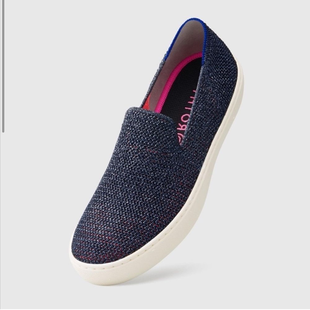 Rothy’s The Sneaker Slip On Galaxy Metallic Navy Sparkle Blue Halo Size 8.5W